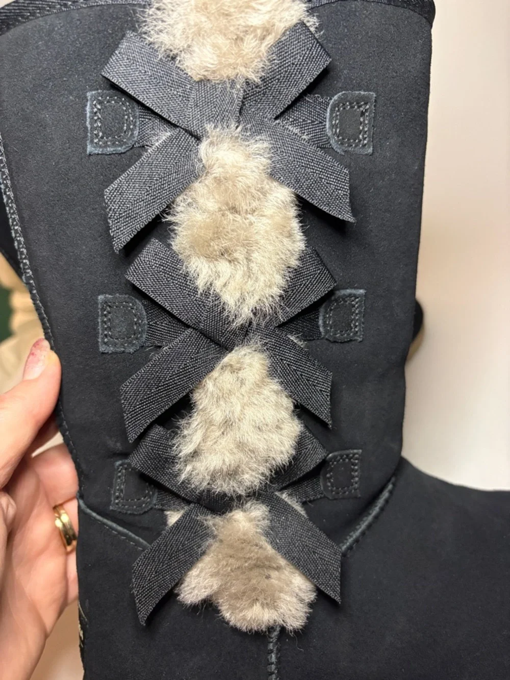 NWOT UGG Koolaburra Victoria Black Suede Mid-Calf Boots Size 7 WIDE